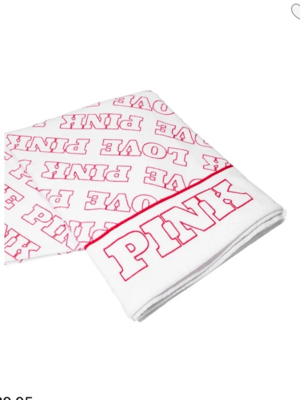 PINK Victoria's Secret Denim Flat Bottom Tote Bag with Pink Logo Towel